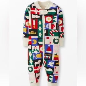 Hanna Andersson baby zip sleeper modern merry Christmas size 6-12 months